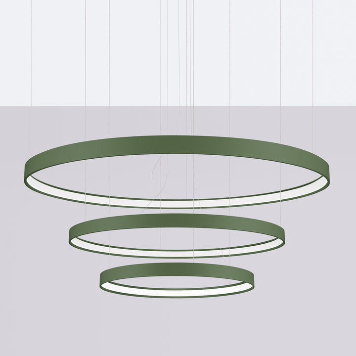 Lustre anneau RIO vert olive éteinte, suspendu