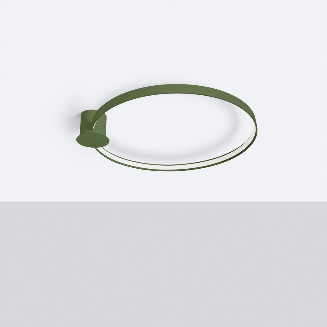 Plafonnier anneau RIO vert olive éteinte, au plafond