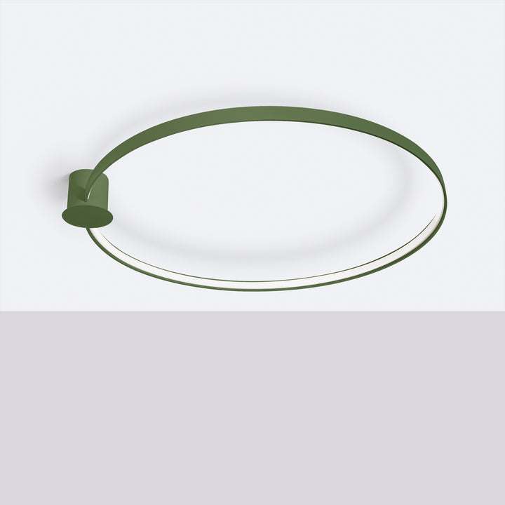 Plafonnier anneau RIO vert olive éteinte, au plafond