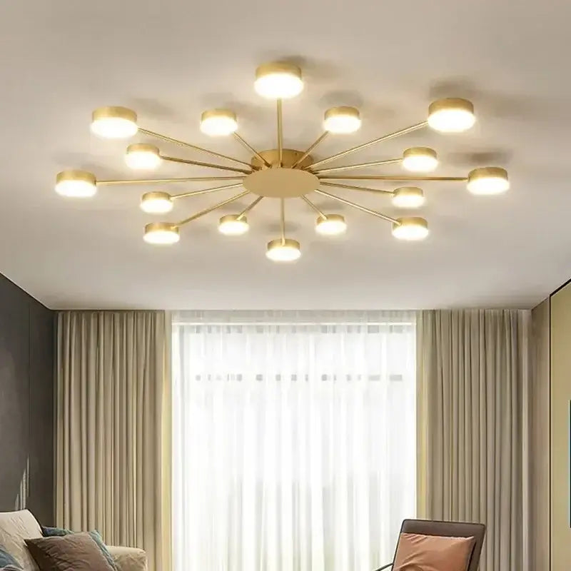 Plafonnier led moderne doré style chandelier contemporain chic