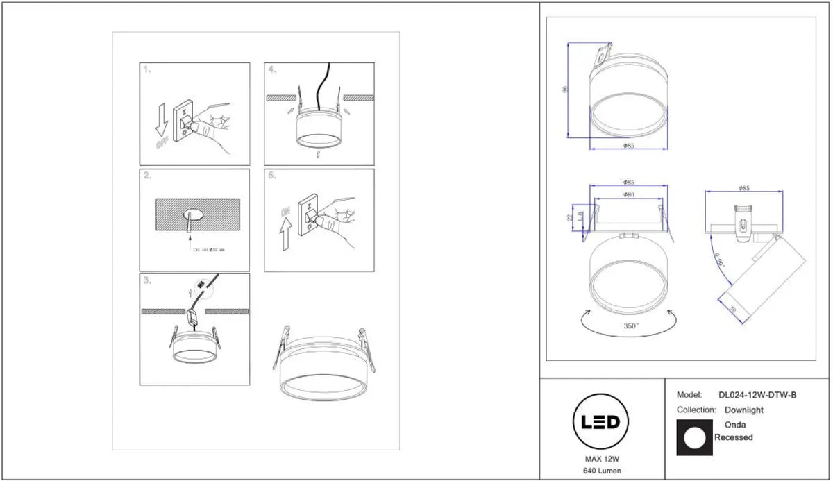 Schéma d'installation du luminaire