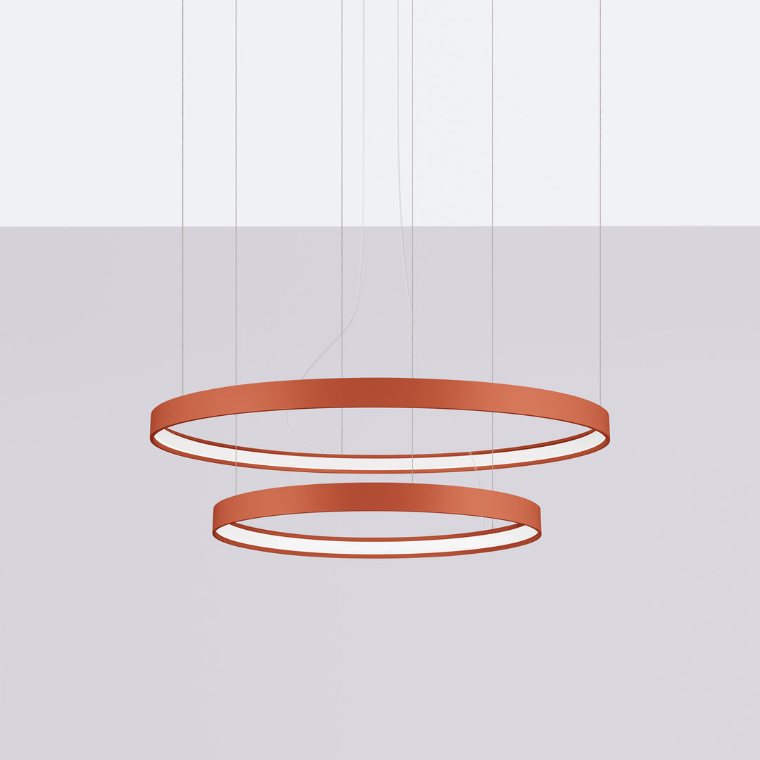 Lustre anneau RIO ocre rouge éteinte, suspendu