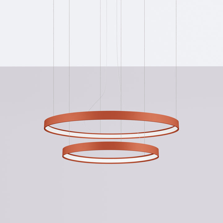 Lustre anneau RIO ocre rouge éteinte, suspendu