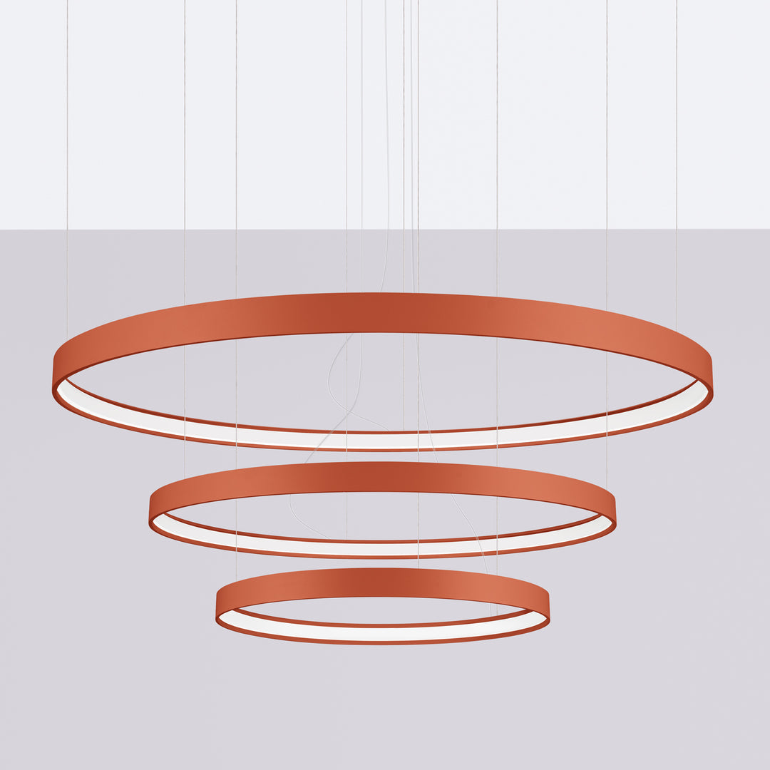 Lustre anneau RIO ocre rouge éteinte, suspendu