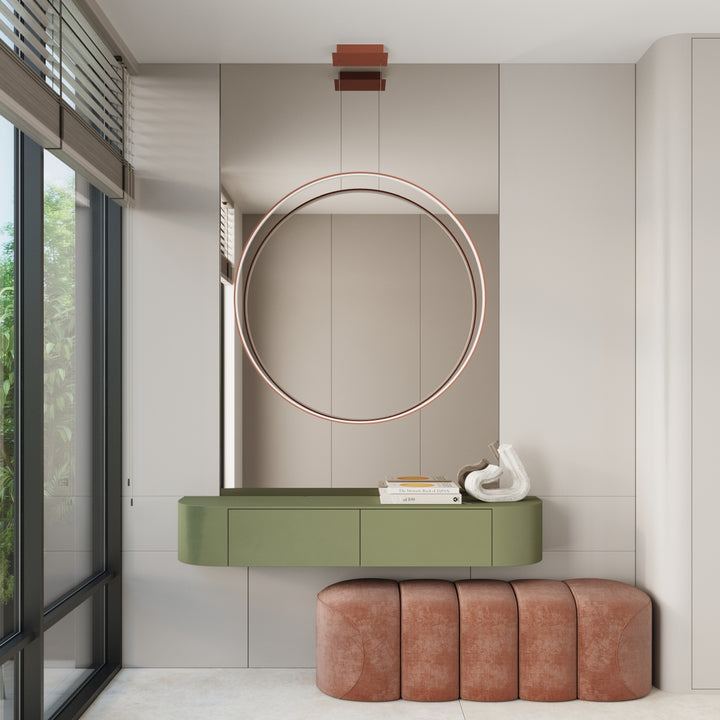 Suspension anneau RIO ocre rouge dans une chambre