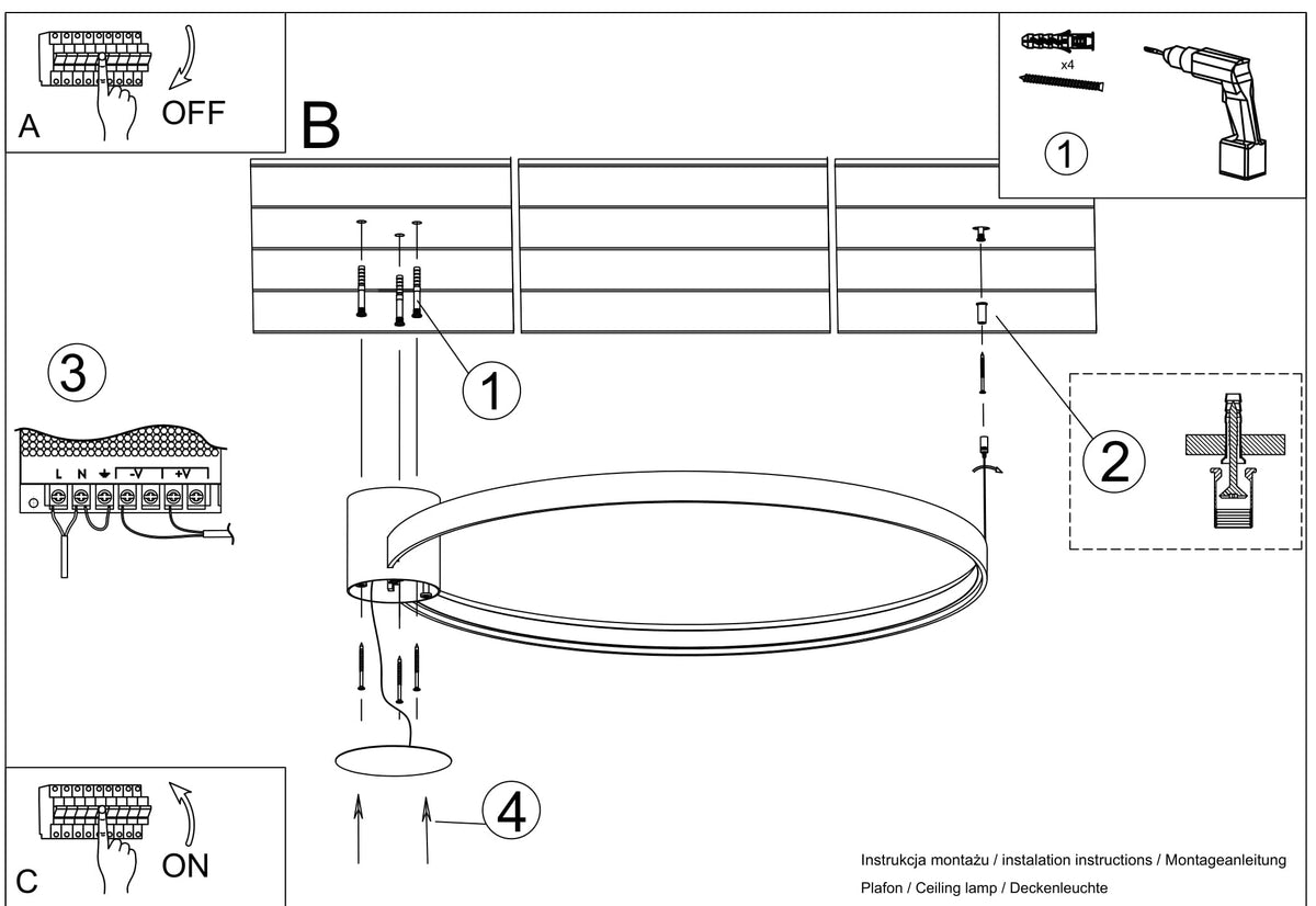 Schéma d'installation du luminaire