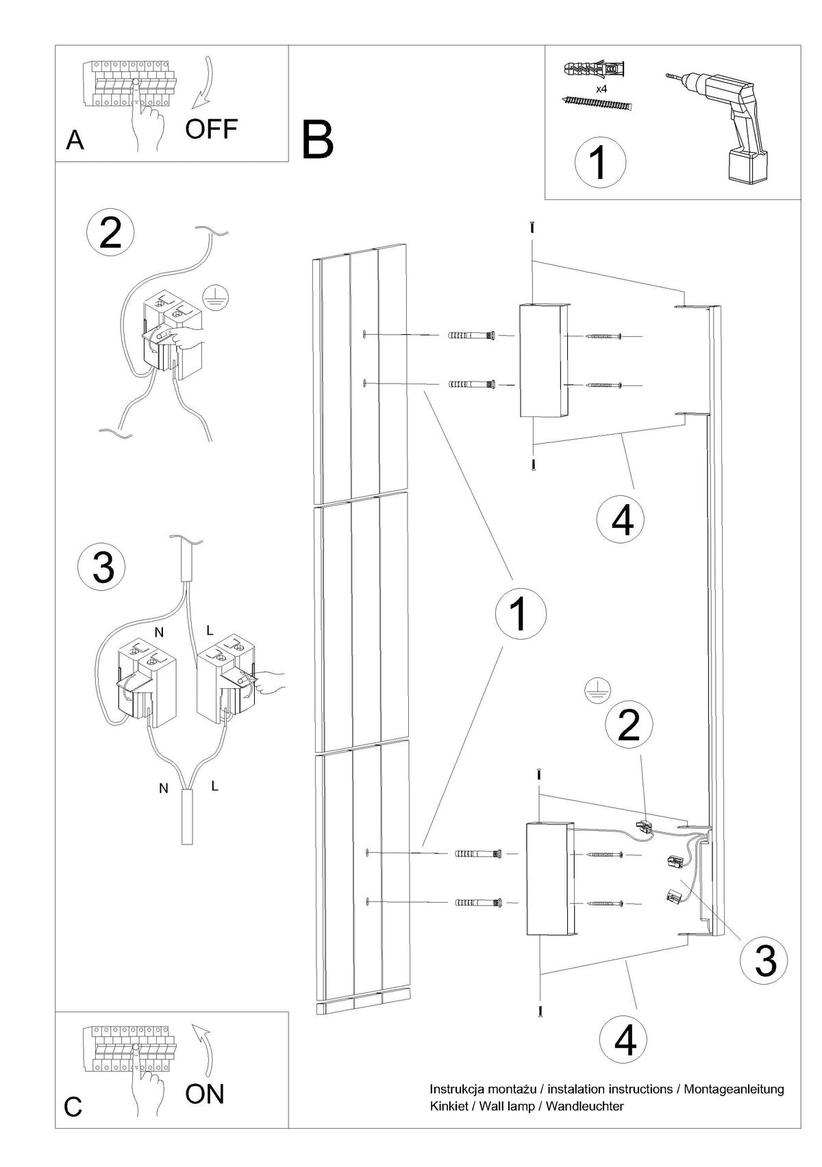Schéma d'installation du luminaire