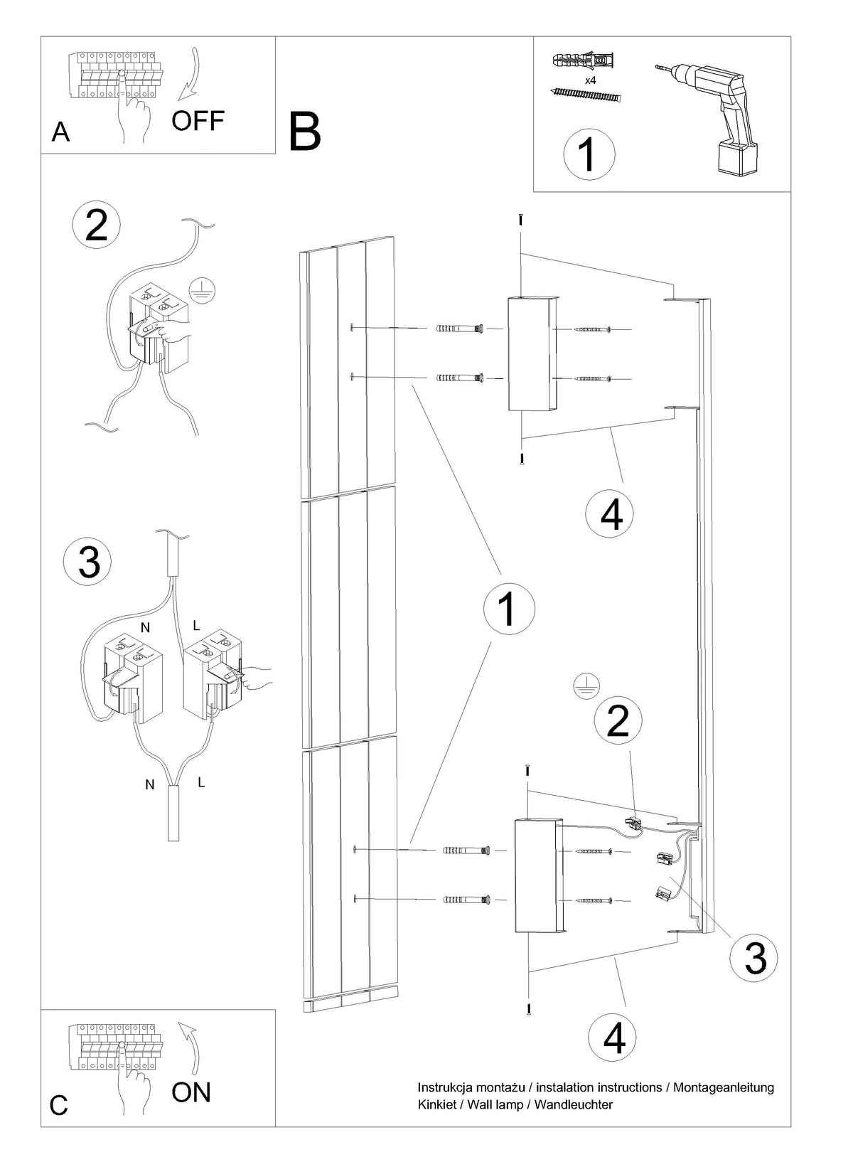 Schéma d'installation du luminaire