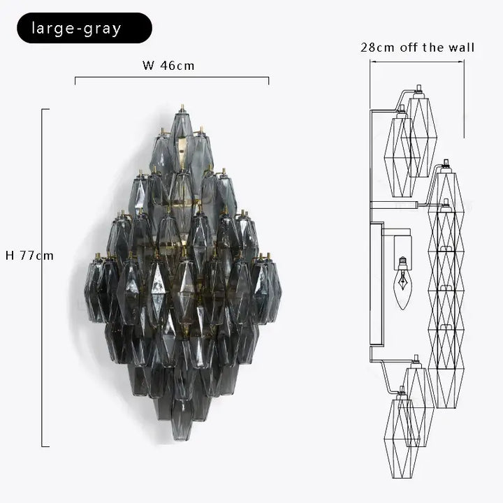 Applique design en verre fumé gris style art déco élégance