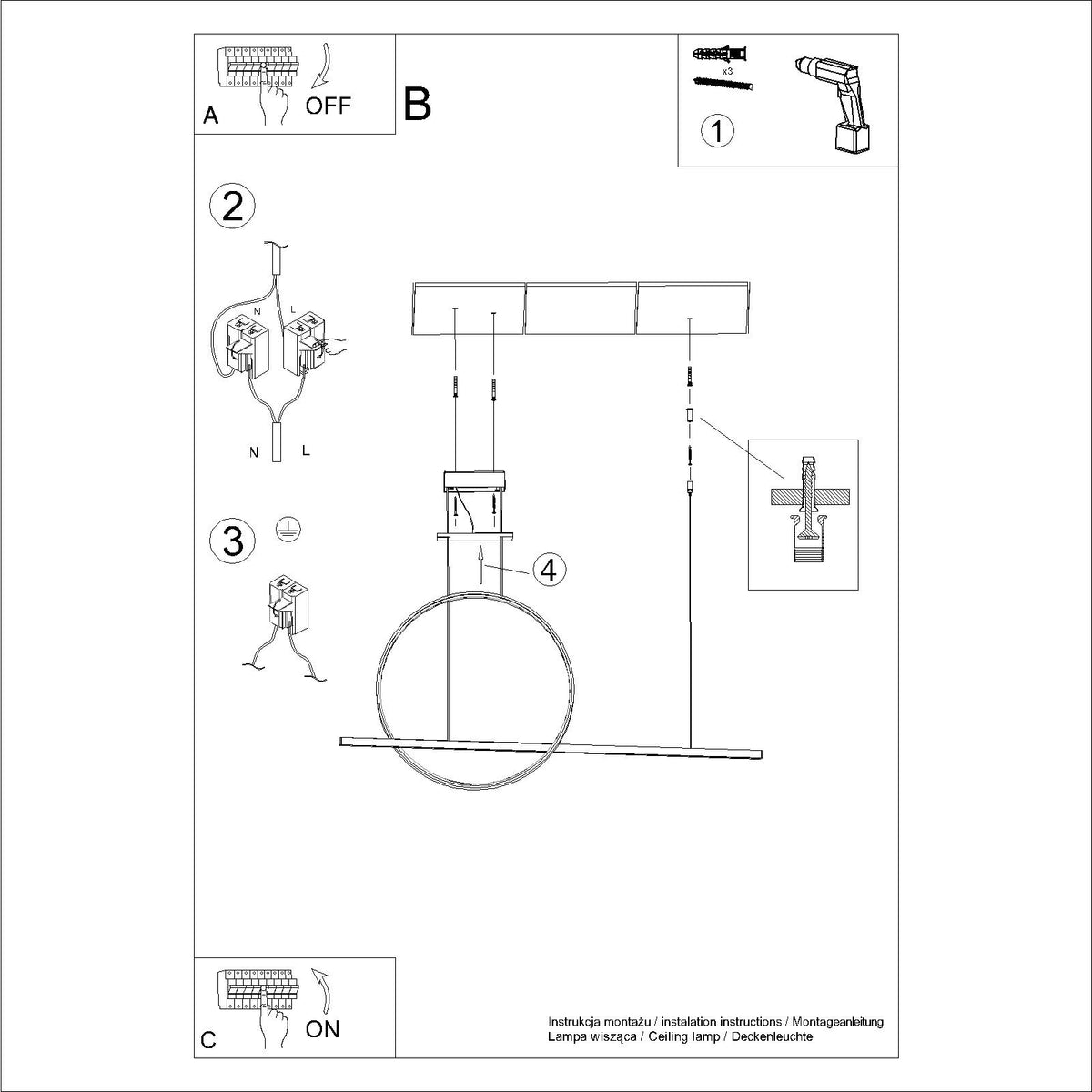 Schéma d'installation du luminaire