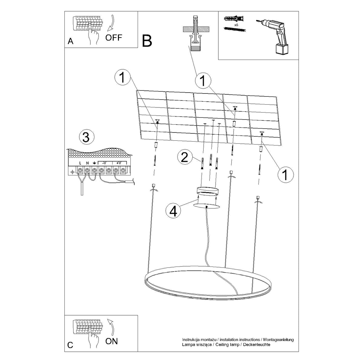 Schéma d'installation du luminaire