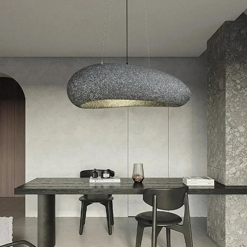 Suspension luminaire design contemporain effet pierre naturel