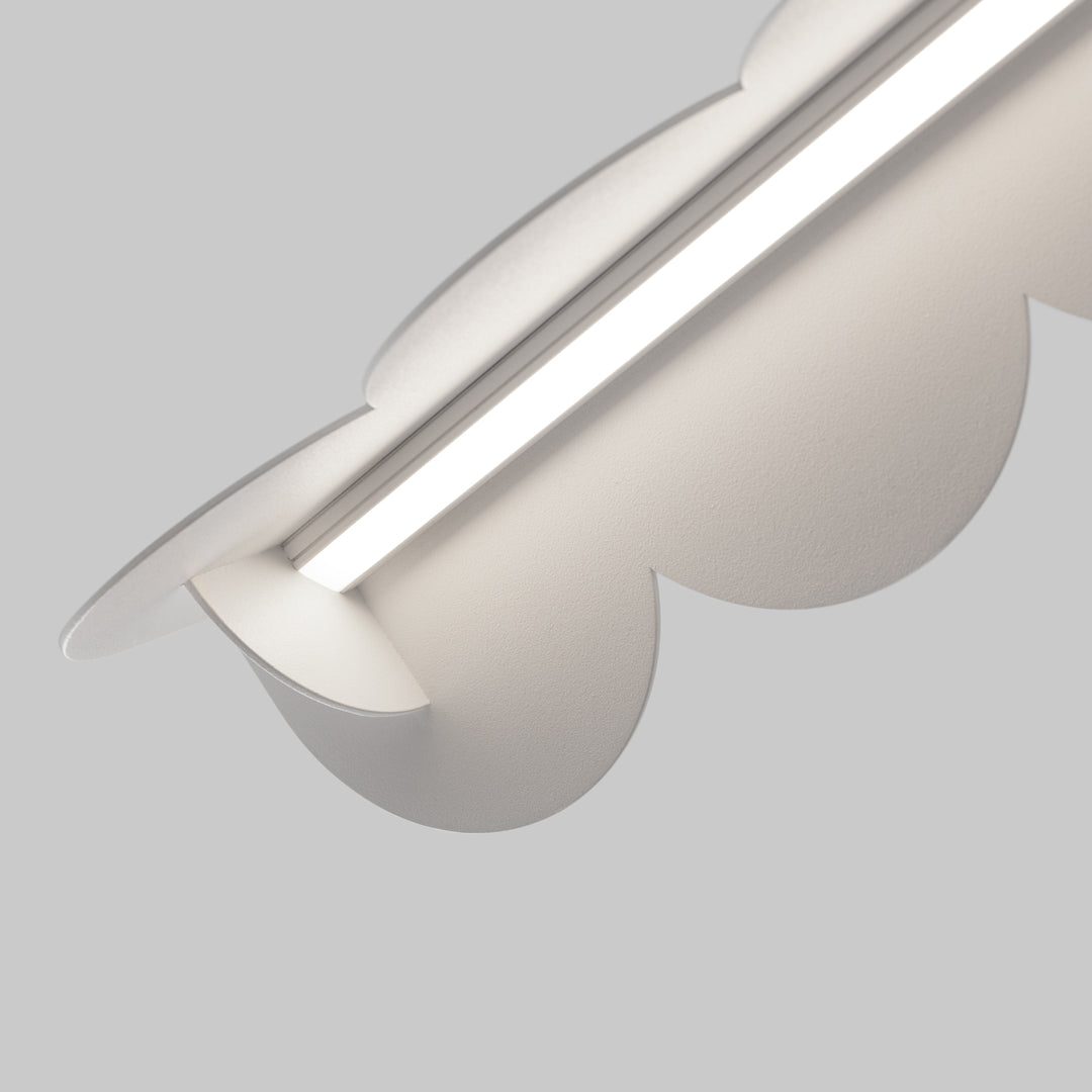 Suspension BISCUIT blanc allumée, bandeau LED