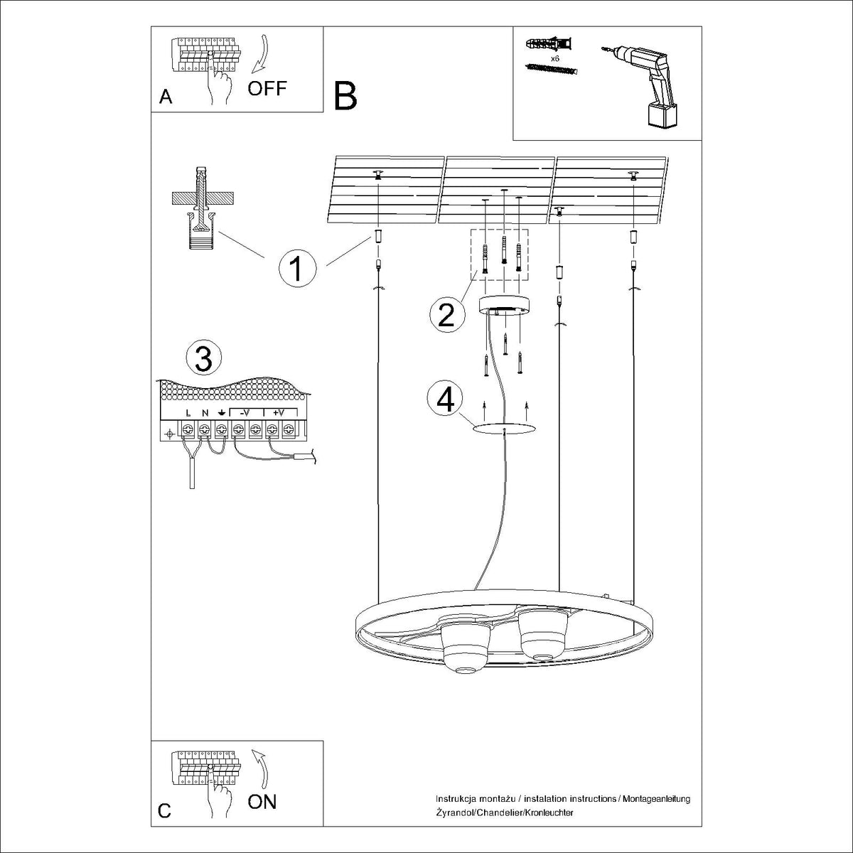 Schéma d'installation du luminaire