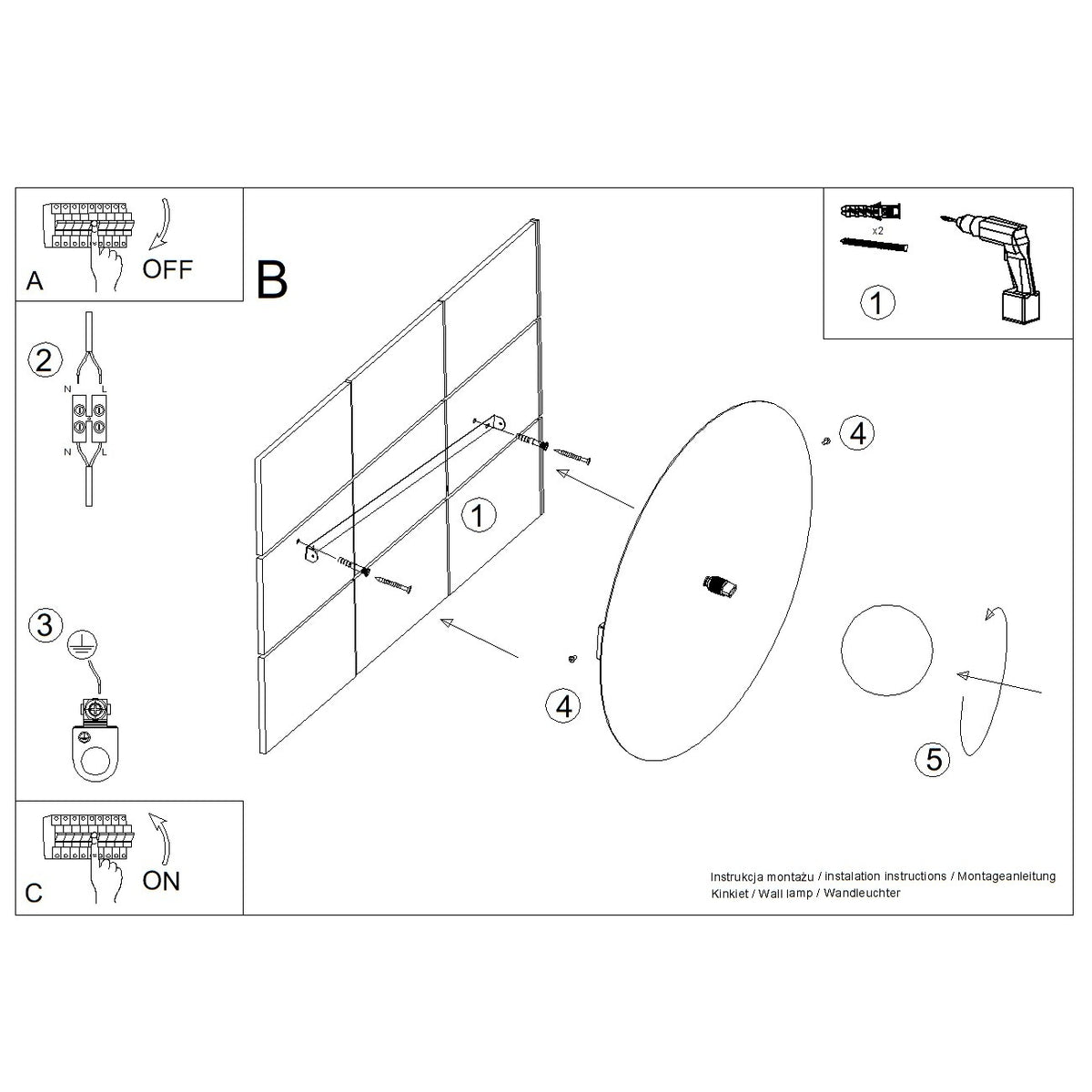 Schéma d'installation du luminaire