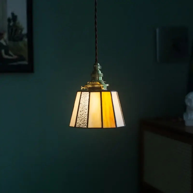 Suspension vintage en verre et cuivre design éclatant chic