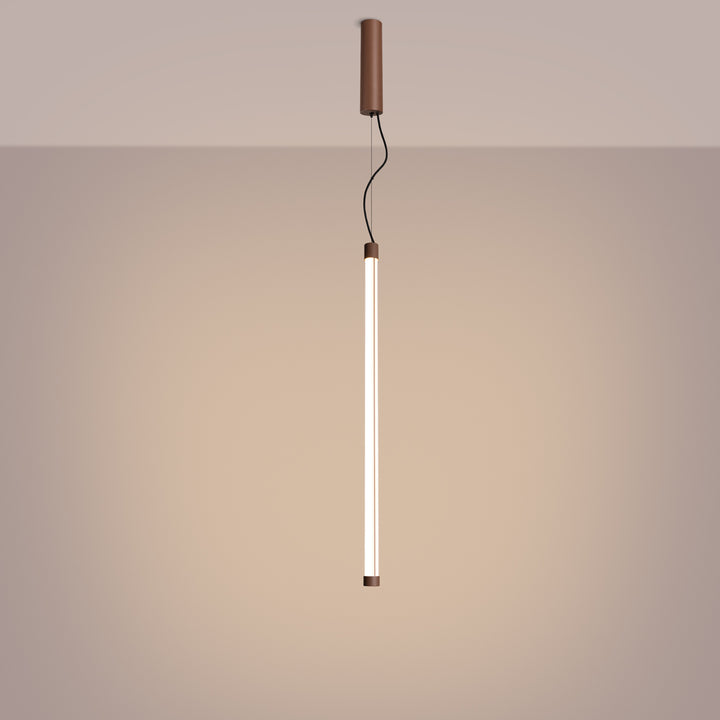 Suspension tube TRANG marron allumée, suspendue