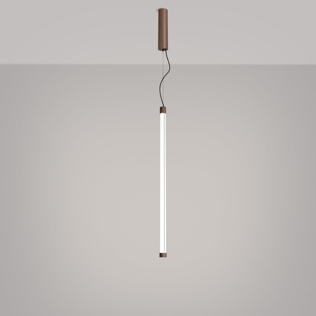 Suspension tube TRANG marron allumée, suspendue