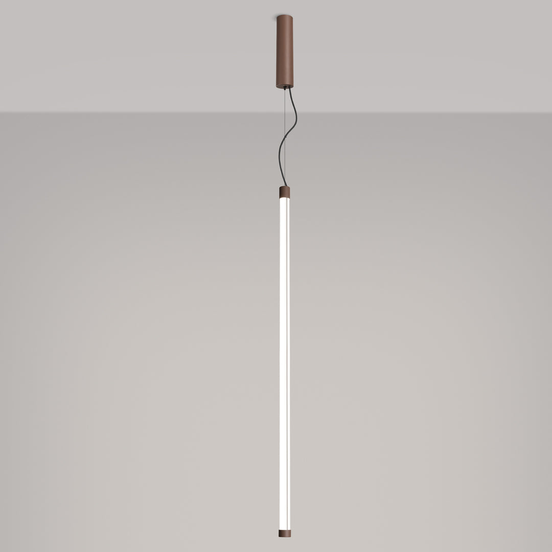 Suspension tube TRANG marron allumée, suspendue