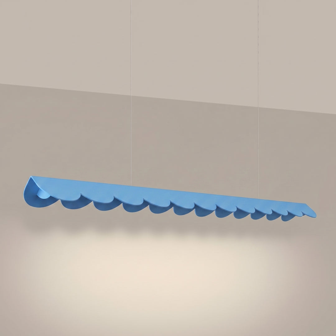 Suspension BISCUIT bleu clair allumée, suspendue