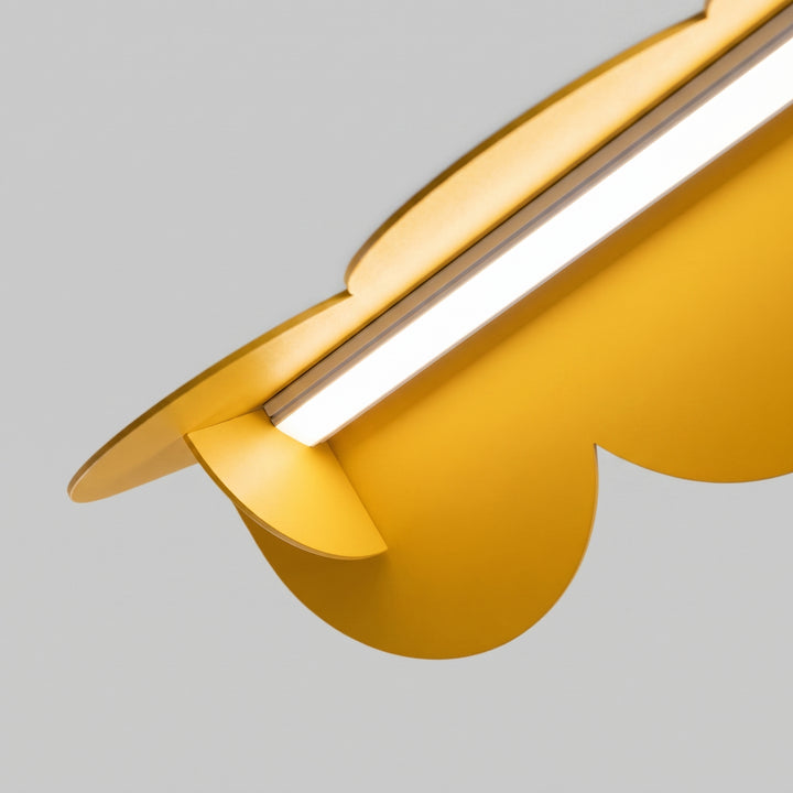 Suspension BISCUIT jaune allumée, bandeau LED