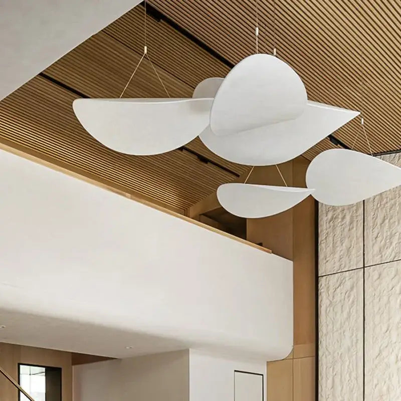 Suspension luminaire design blanc mat formes galets moderne