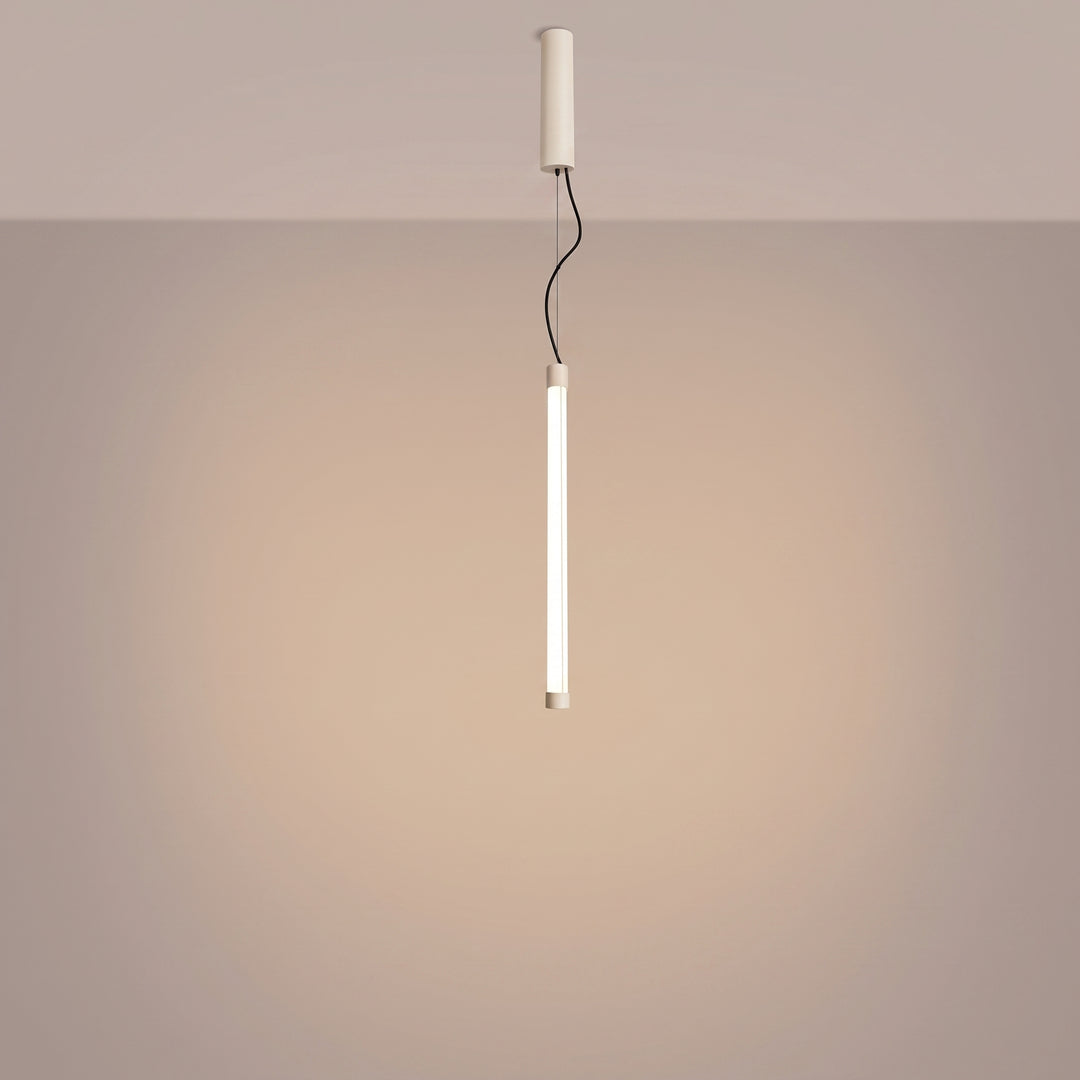 Suspension tube TRANG beige allumée, suspendue