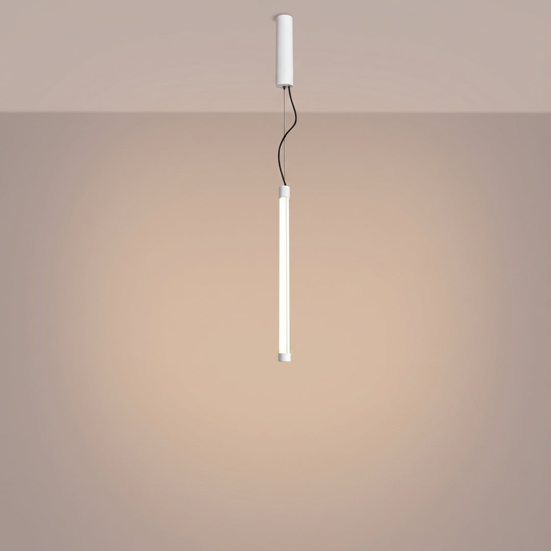 Suspension tube TRANG blanc allumée, suspendue