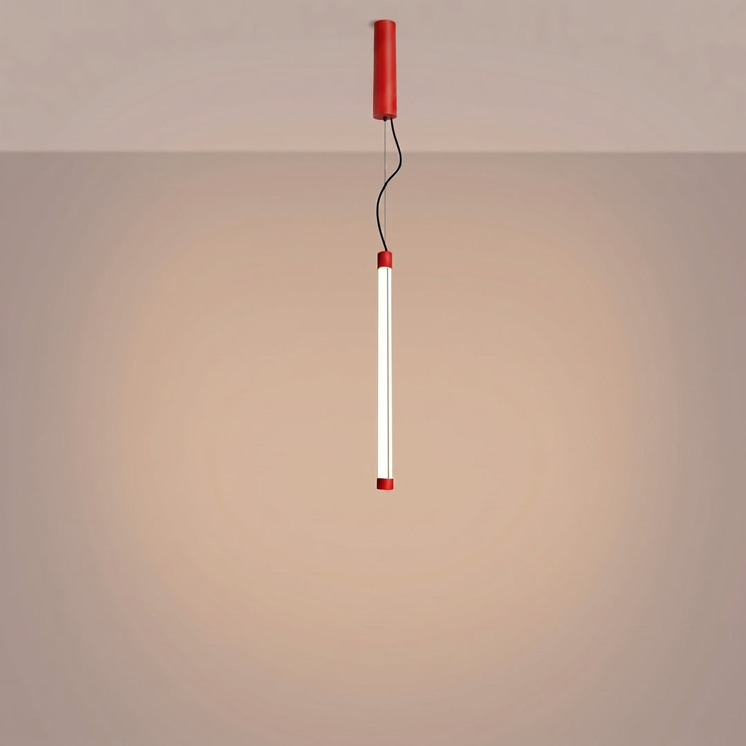Suspension tube TRANG rouge allumée, suspendue