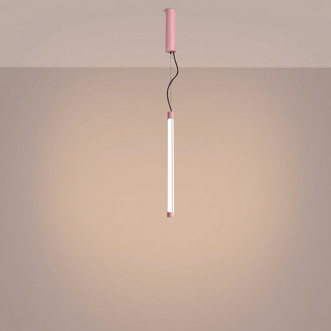 Suspension tube TRANG rose allumée, suspendue