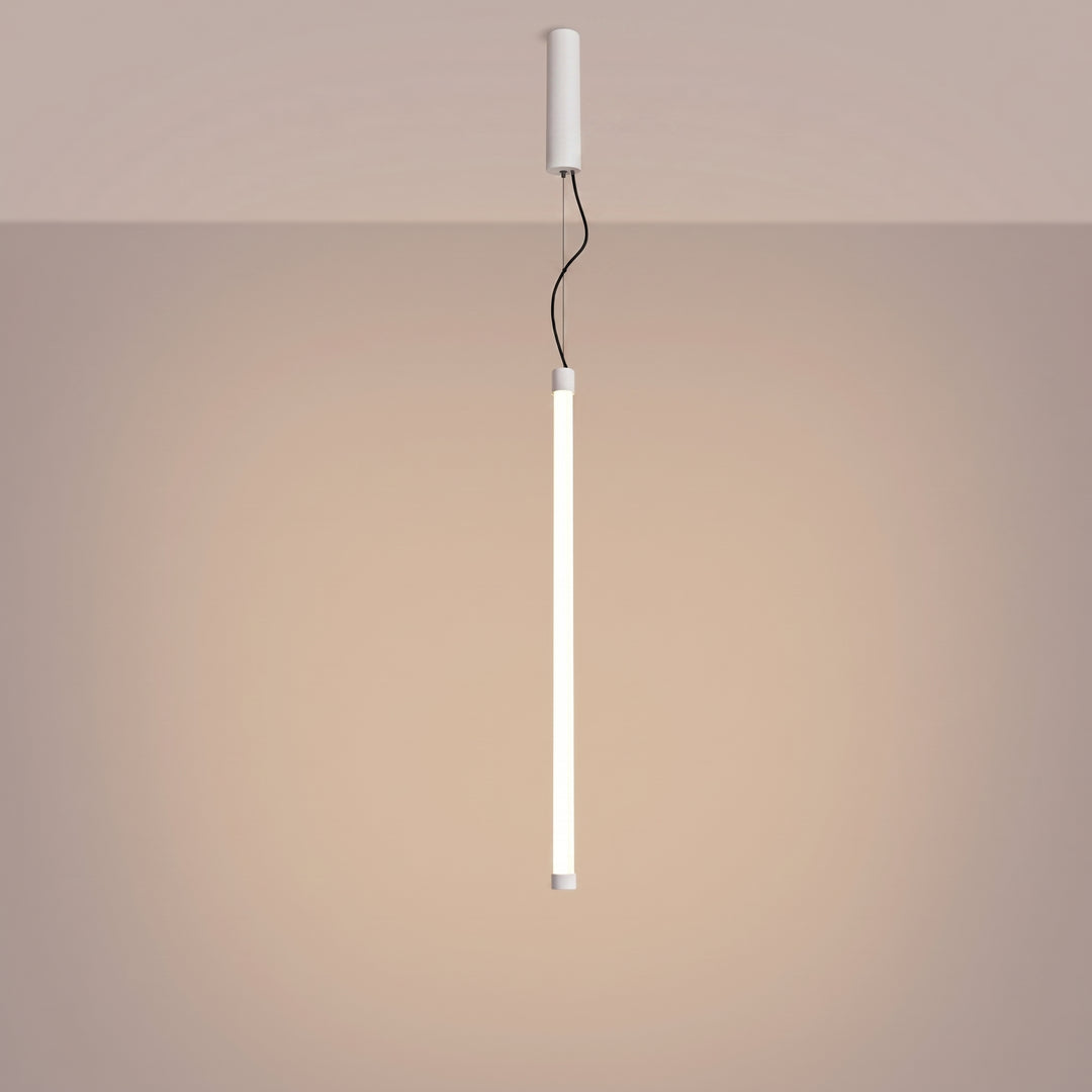 Suspension tube TRANG blanc allumée, suspendue