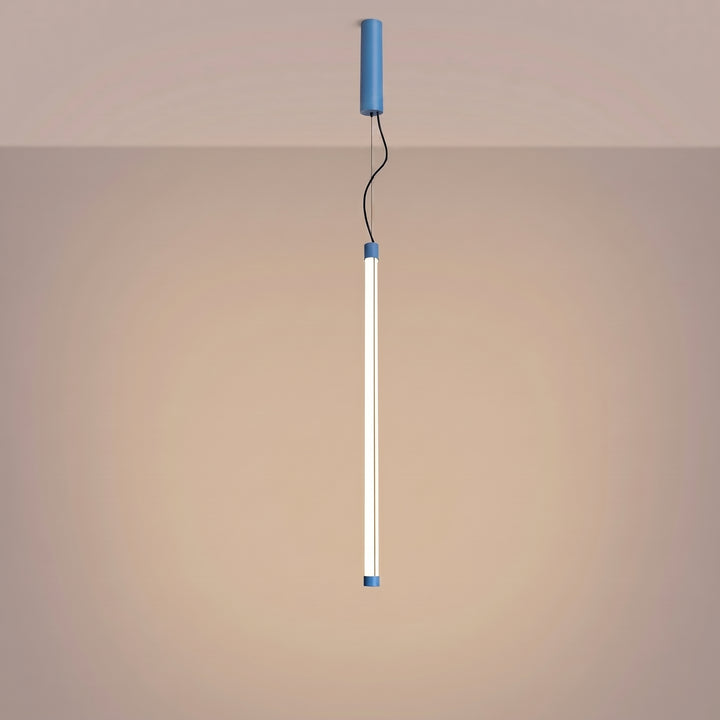 Suspension tube TRANG bleu clair allumée, suspendue