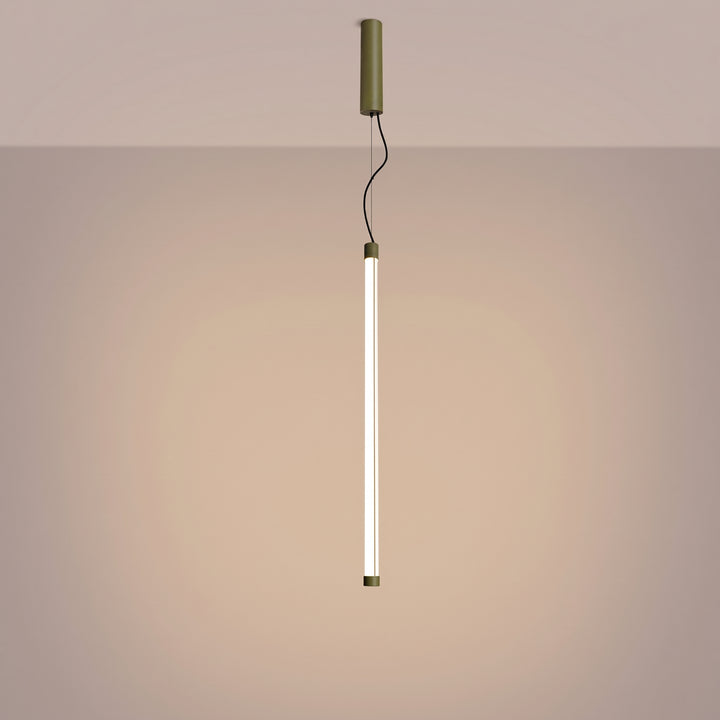 Suspension tube TRANG vert olive allumée, suspendue