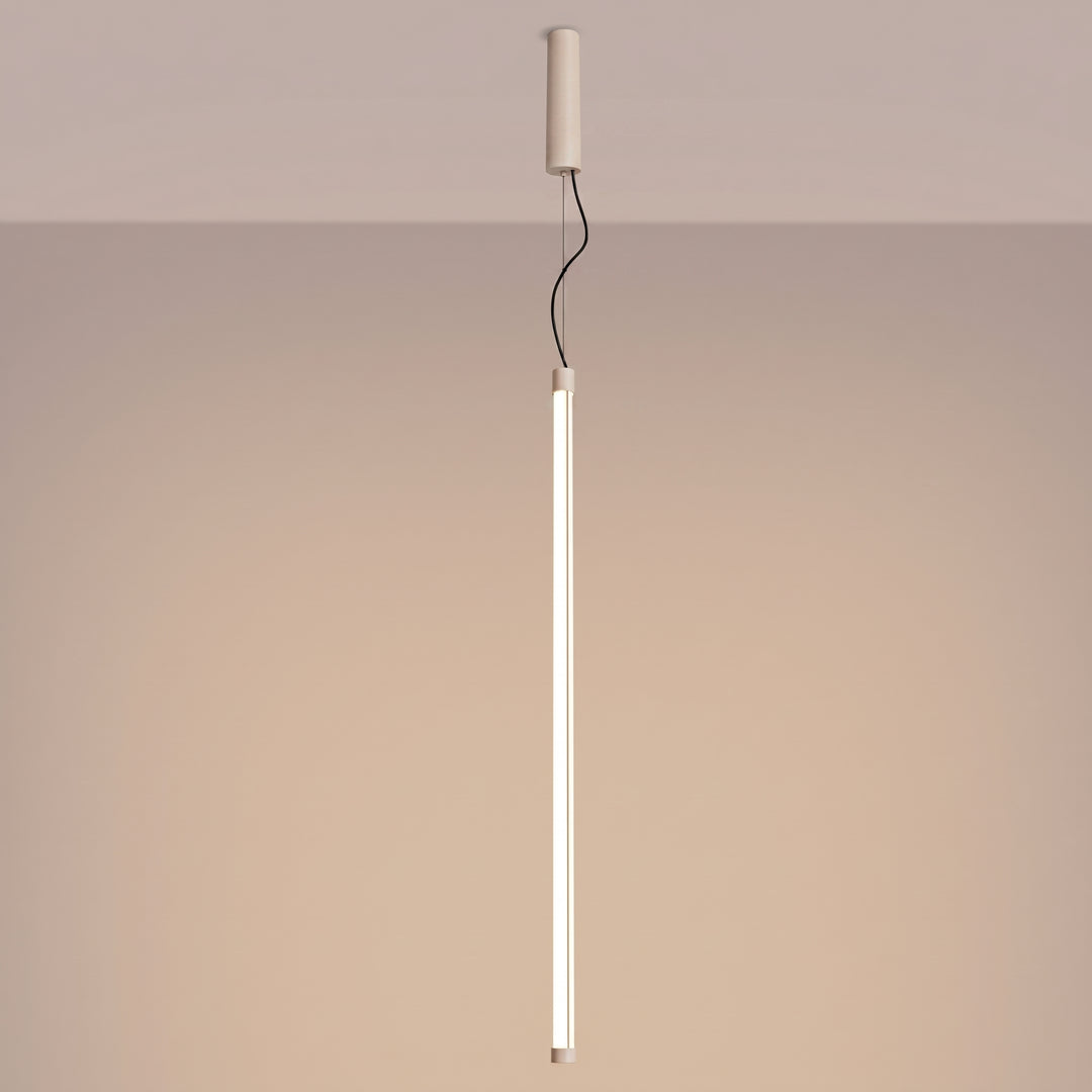 Suspension tube TRANG beige allumée, suspendue