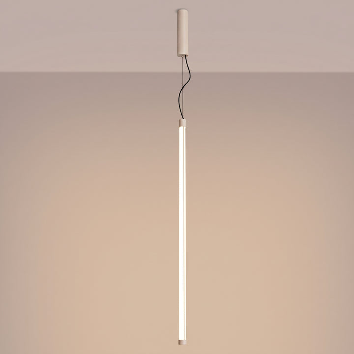 Suspension tube TRANG beige allumée, suspendue