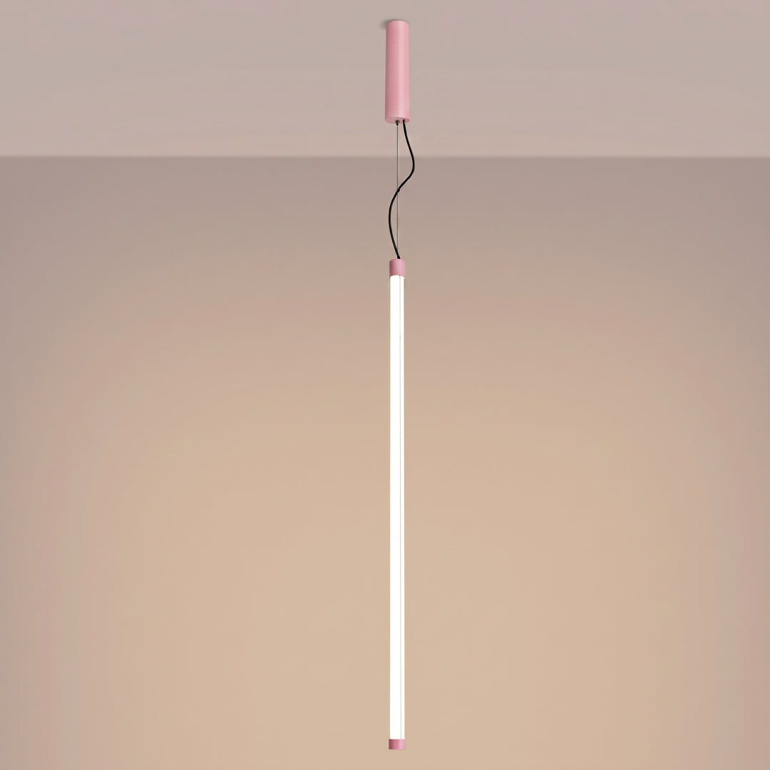 Suspension tube TRANG rose allumée, suspendue