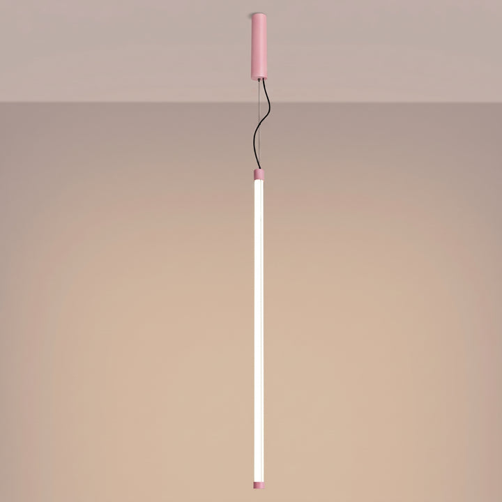 Suspension tube TRANG rose allumée, suspendue