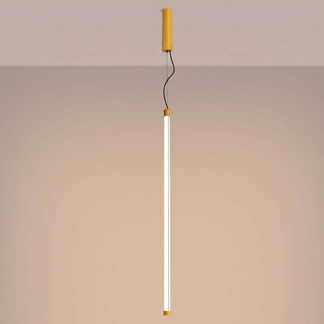 Suspension tube TRANG jaune allumée, suspendue