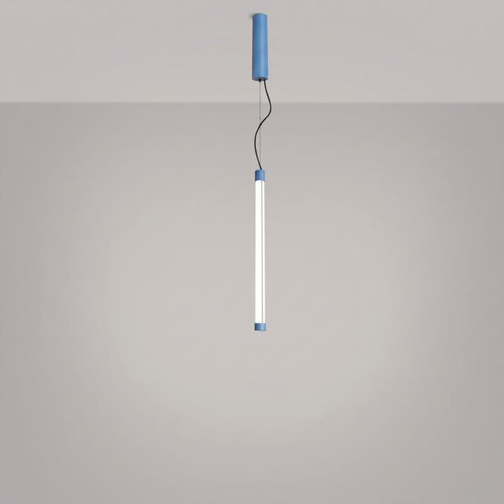Suspension tube TRANG bleu clair allumée, suspendue