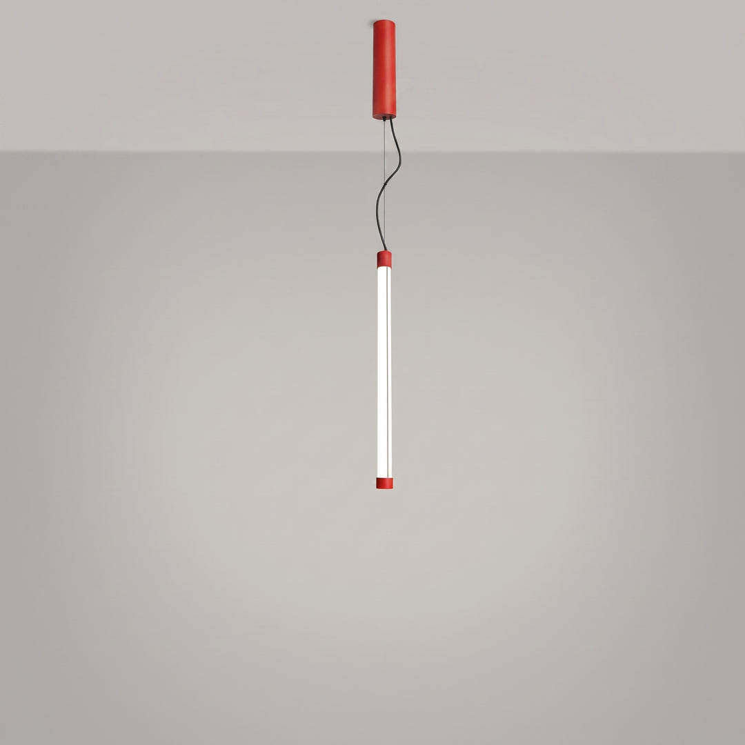 Suspension tube TRANG rouge allumée, suspendue