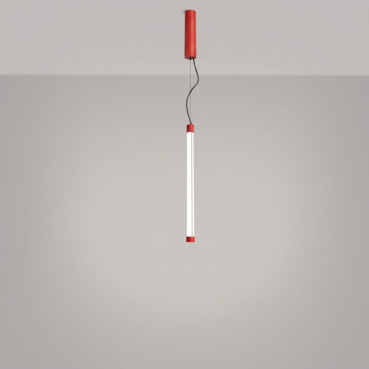 Suspension tube TRANG rouge allumée, suspendue