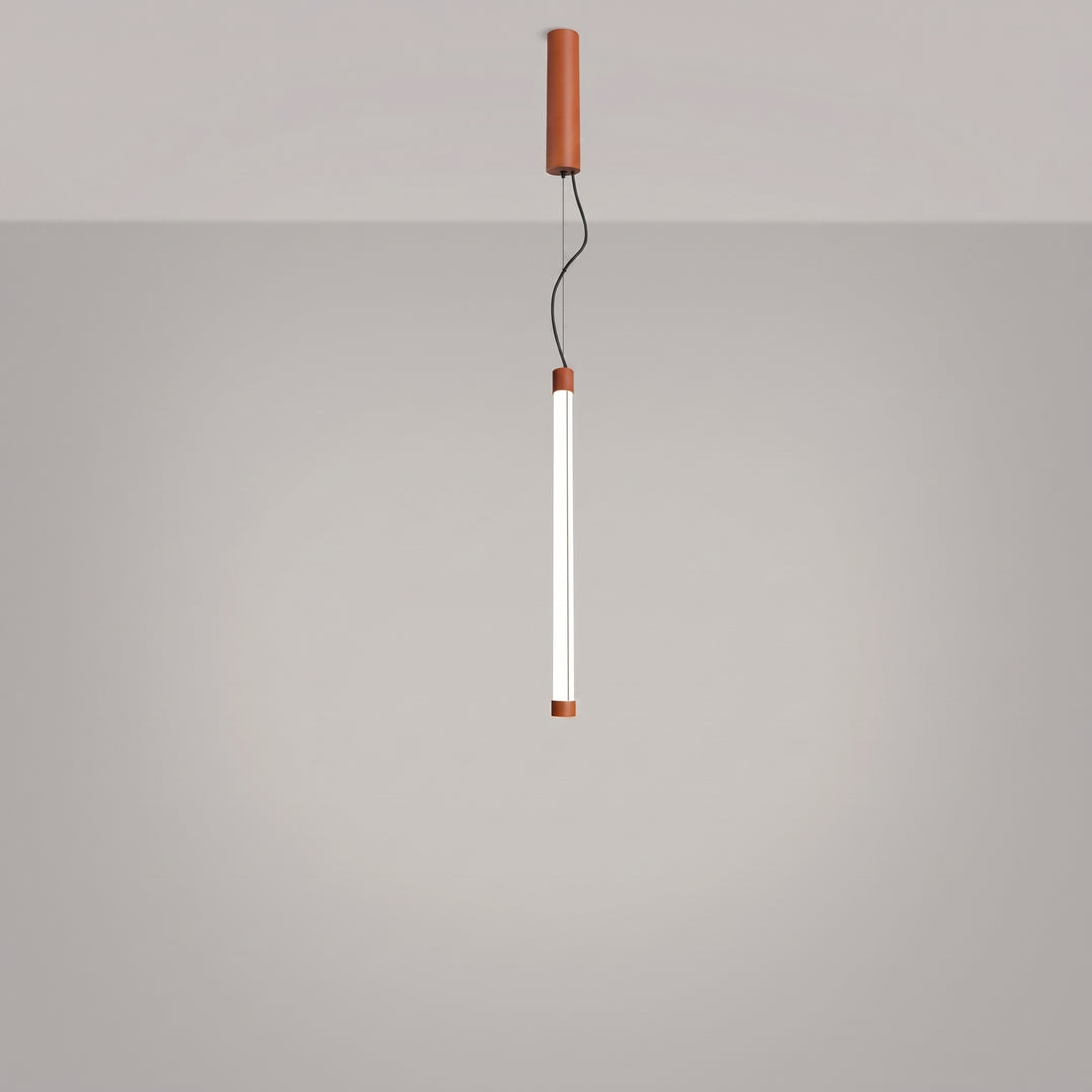 Suspension tube TRANG ocre rouge allumée, suspendue