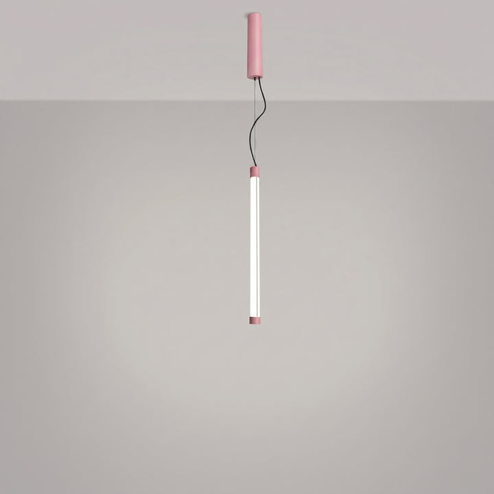 Suspension tube TRANG rose allumée, suspendue