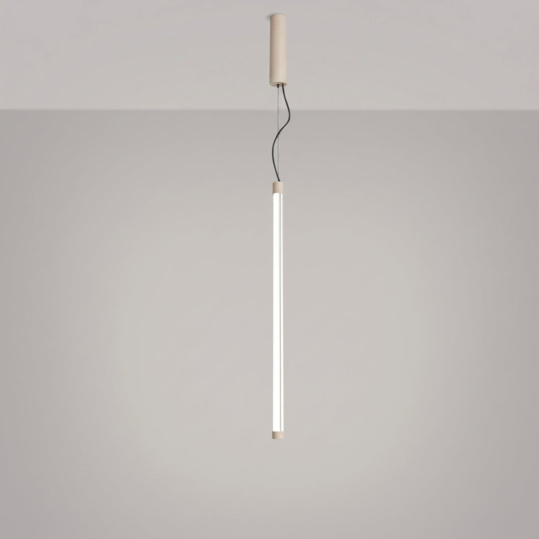 Suspension tube TRANG beige allumée, suspendue