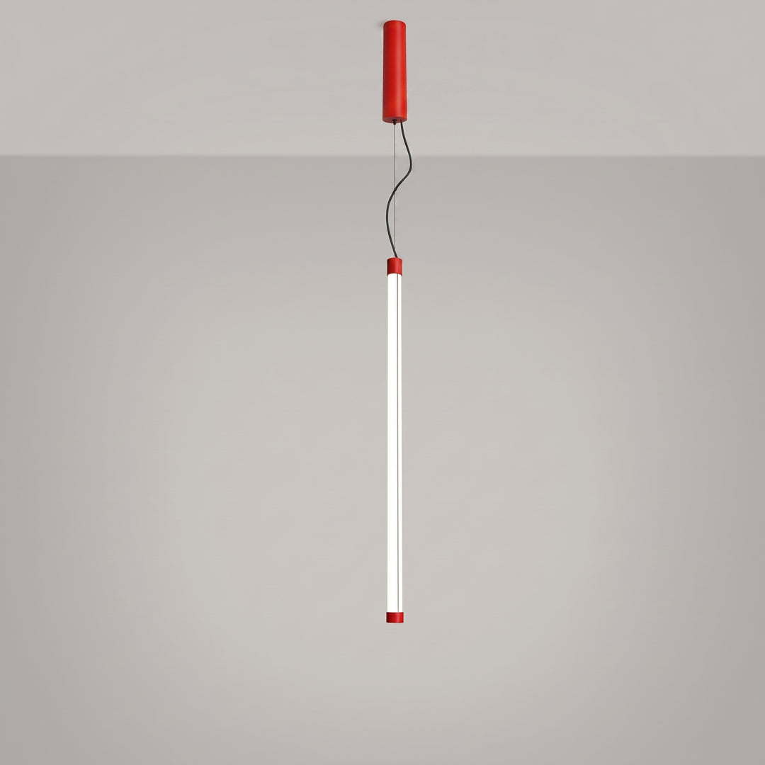 Suspension tube TRANG rouge allumée, suspendue