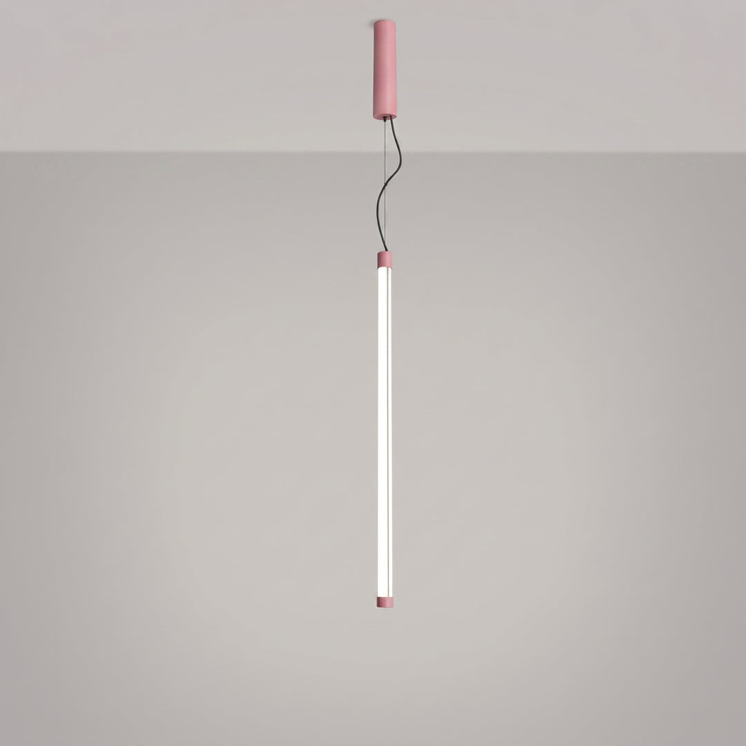 Suspension tube TRANG rose allumée, suspendue