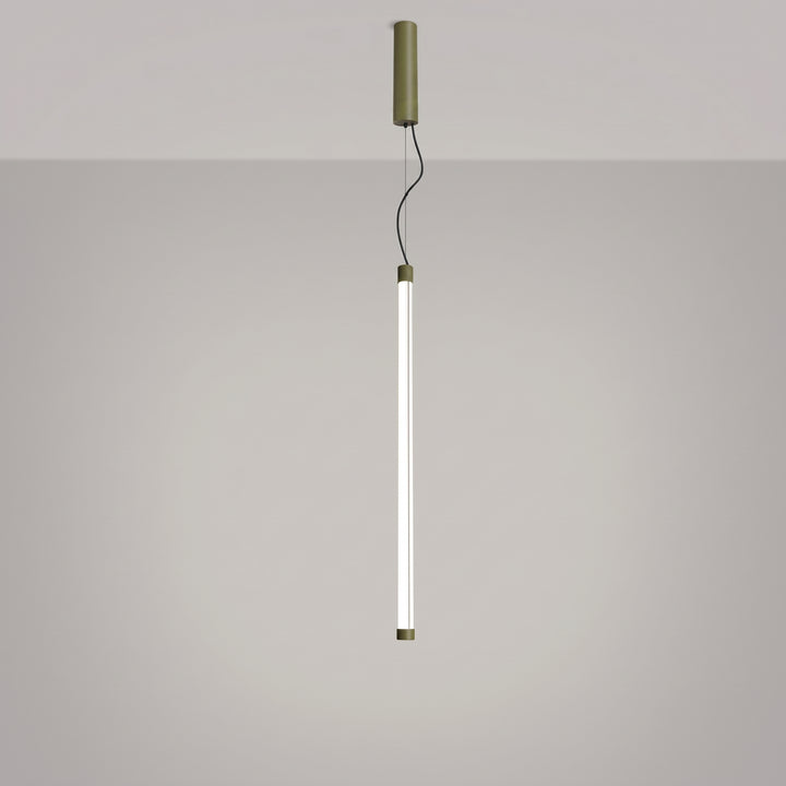 Suspension tube TRANG vert olive allumée, suspendue
