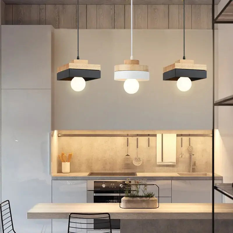 Suspension luminaire en bois minimaliste et scandinave
