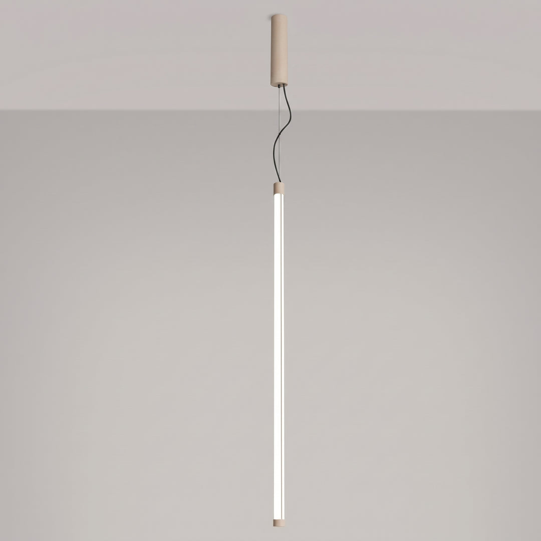 Suspension tube TRANG beige allumée, suspendue