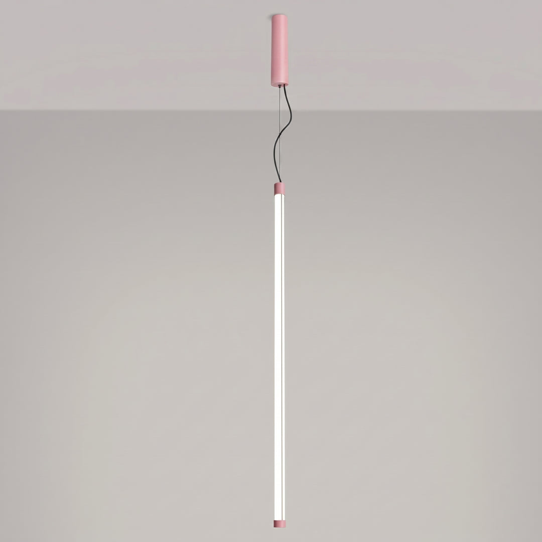 Suspension tube TRANG rose allumée, suspendue